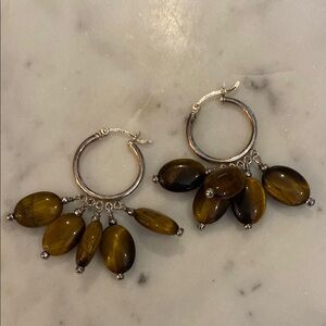 925 Sterling Silver Hoop Dangle Earrings